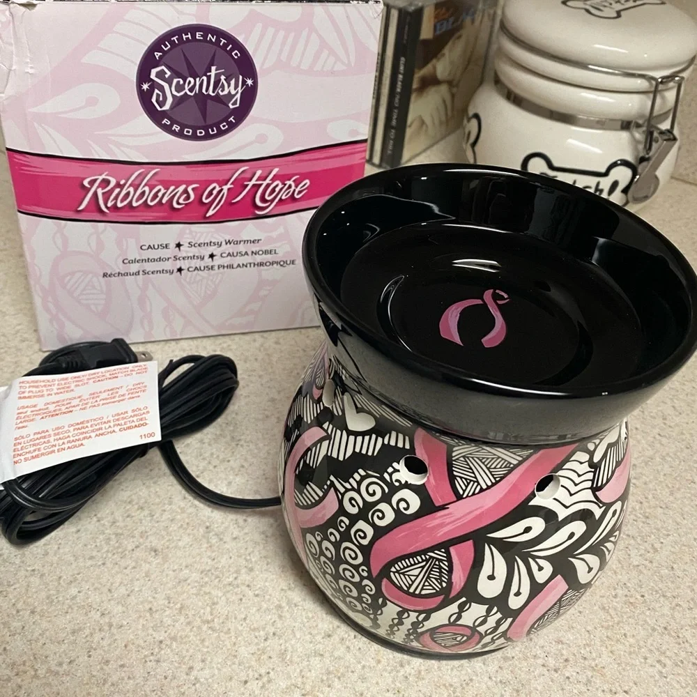 Scentsy Ribbons of Hope Wax Warmer Retired Breast Cancer Awareness Full Size NIB